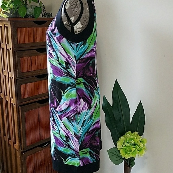 Abstract floral print dress Sz M - Picture 3 of 8